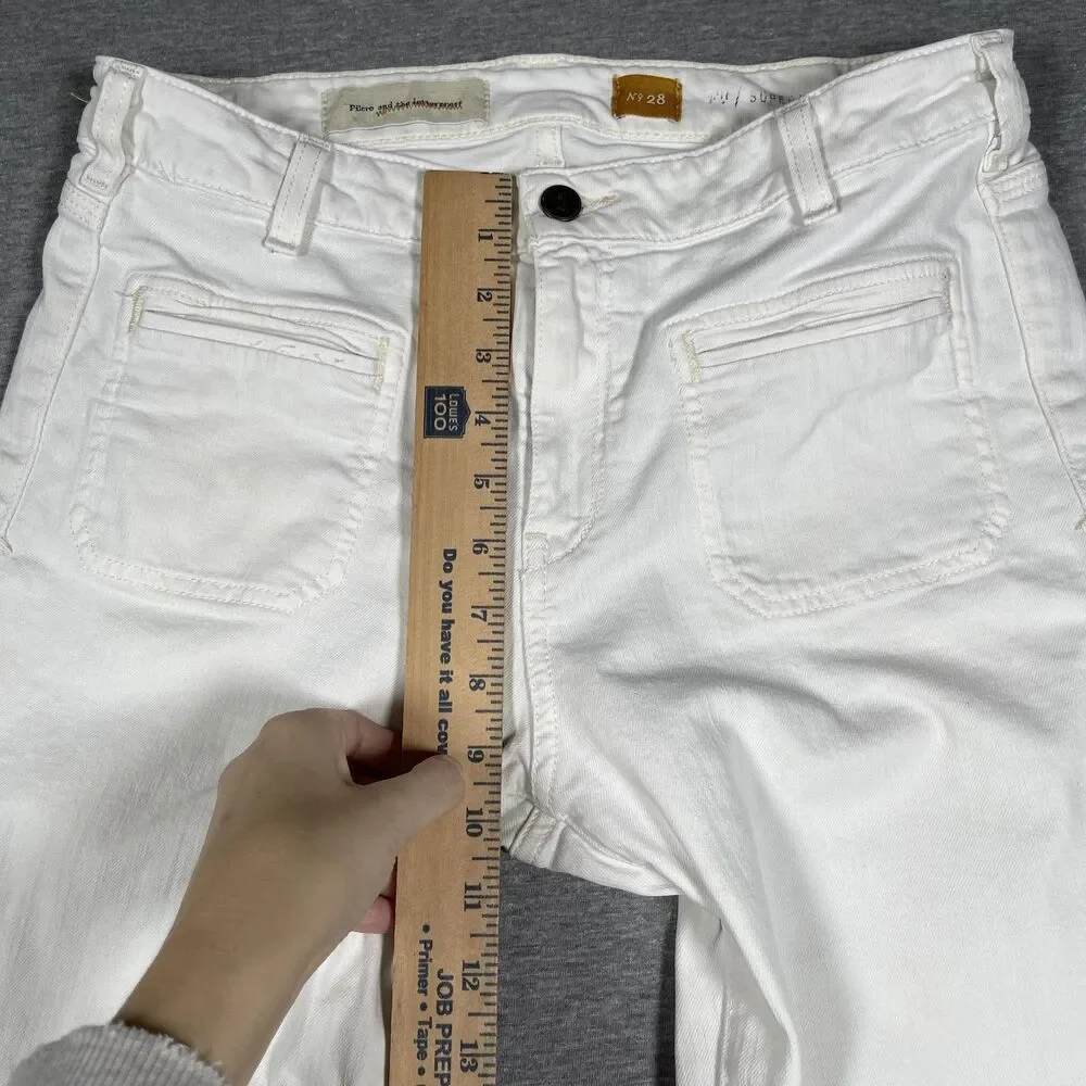 Pilcro And The Letterpress Jeans Womens 28 White Flared High Rise Stretch Denim